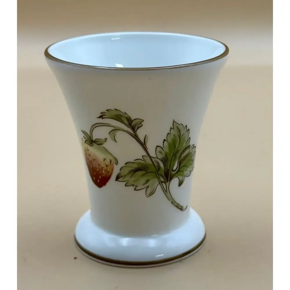 Coalport Strawberry Bone China Bud Vase 3.5” England Gold Trim Vintage